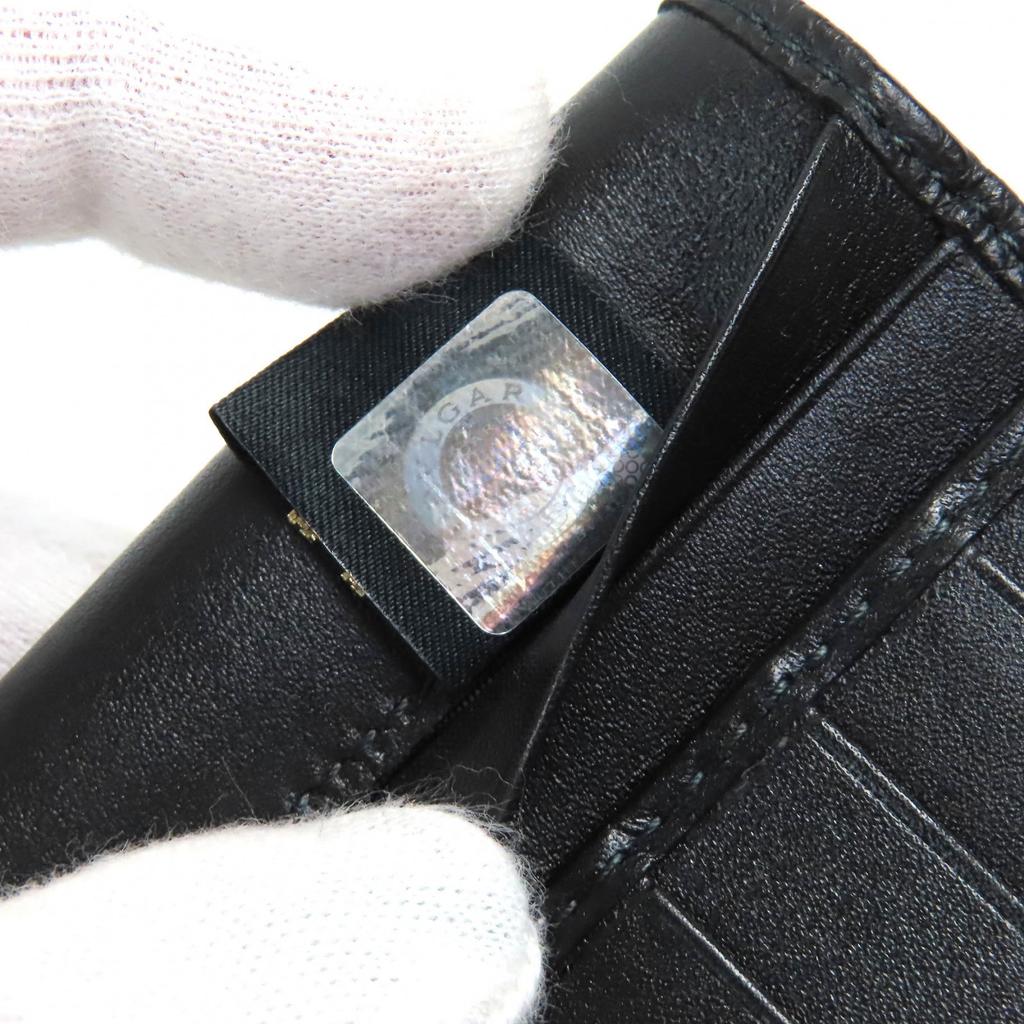 Great BVLGARI Purse Oct OCTO Logo embossed bifold wallet long wallet leather  Used