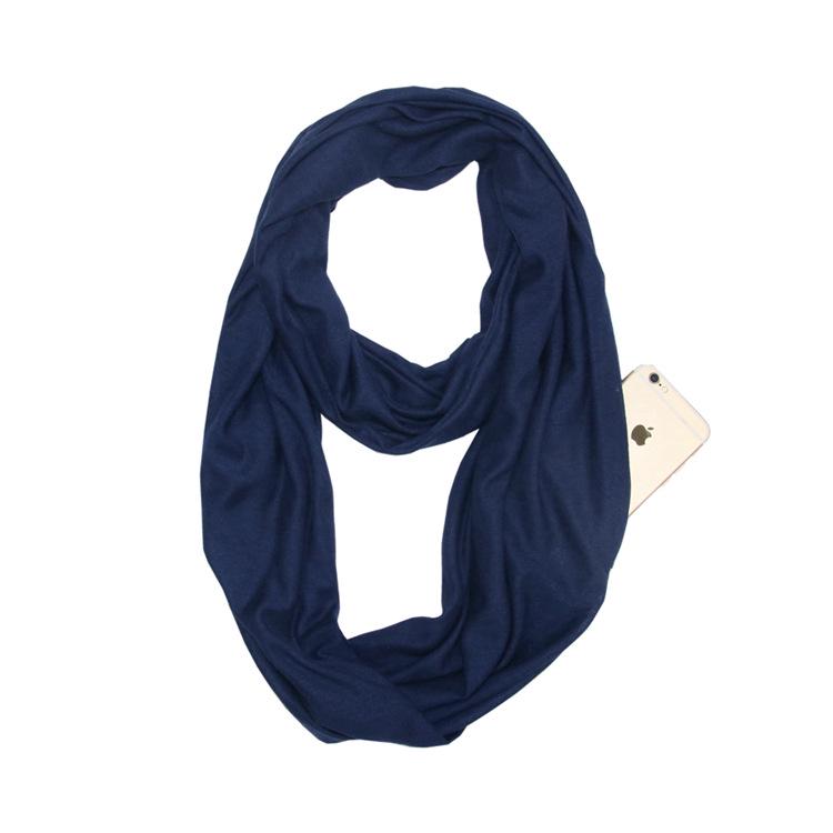 Solid Color Infinity Scarf with Storage Pocket for Women