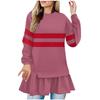 Womens Ruffle Hem Oversized Crewneck Sweatshirt Casual Long Sleeve Loose  Fall Pullover Tops