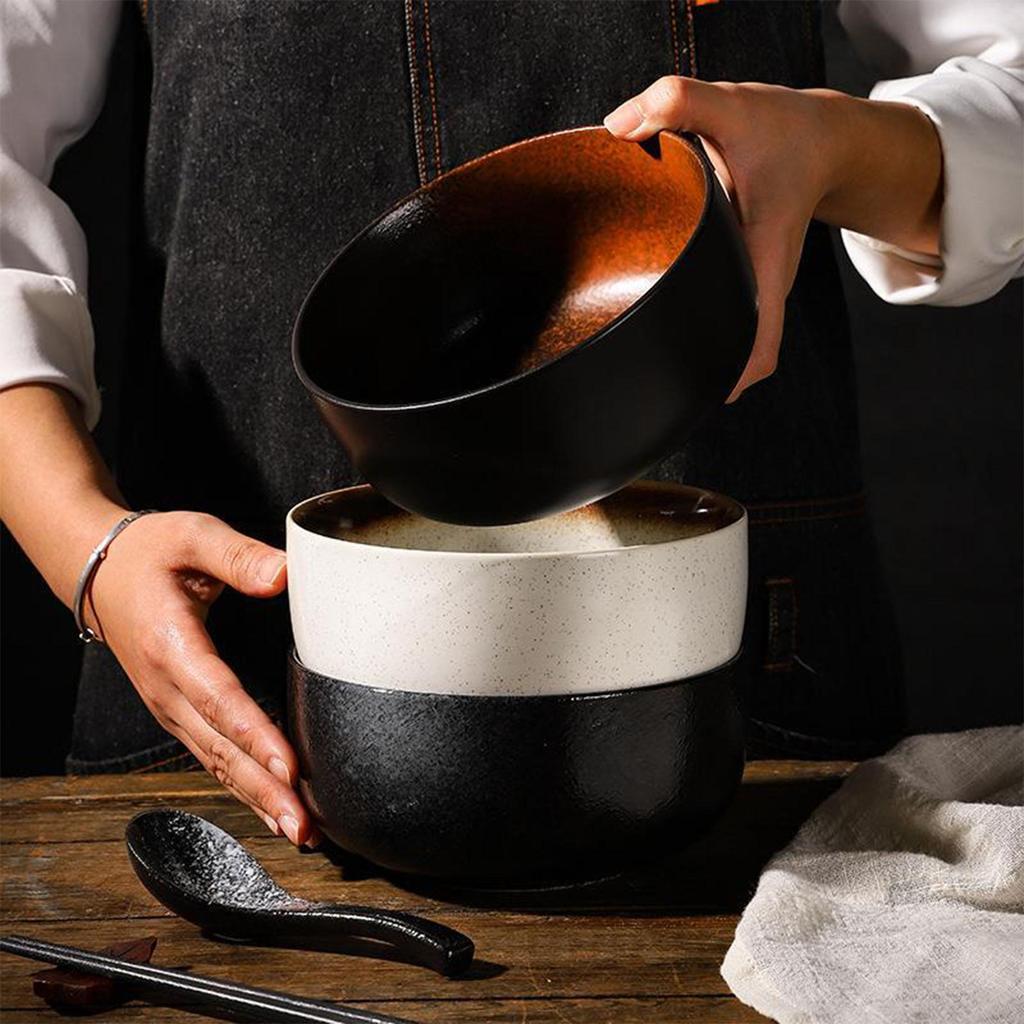 6.5 Inch Japanese Ramen Bowl Set 1000ml Large Ceramic Noodle Bowl Microwave and Dishwasher Safe, Vintage Japanese Style Soup Bowl for Udon, Pho, Salad