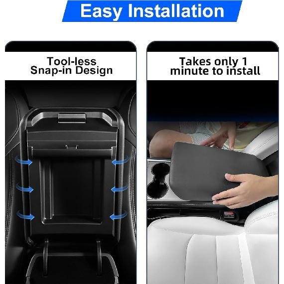 WinDu For Tesla Model 3 Model Y Armrest Cover Center Console Cover Non-Slip TPE Armrest Protector 2016-2024 Model 3 Model Y Interior Accessories