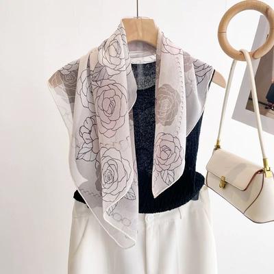 Natürlicher Seidenschal Quadratisch Damenmode Pashmina Bufanda Folral Damen Schal Wickeltücher Bandana Schals Foulard Echarpe