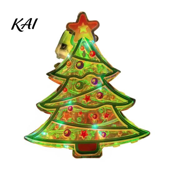 Illuminated Christmas Tree Pendants Light Up Ornament, LED Lighted Santa Bell Sock Easy Install Holiday Home Ornaments House Hanging Decoration