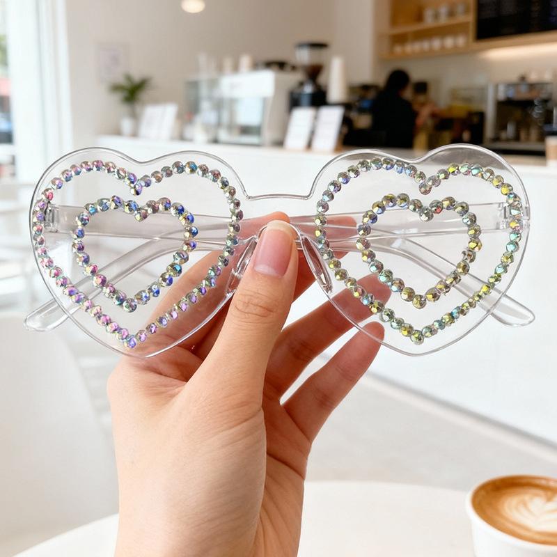 New love diamond-encrusted glasses men's and women's fashion party retro funny ins sunglasses spot
