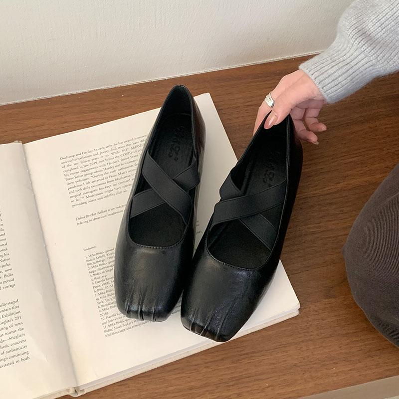 

Мода Новая Мода Эластичная Лента Женские Балетки С Обувью Повседневная Женская Обувь На Плоской Подошве Квадратный Носок Женские Балетки Обувь 35 чёрный