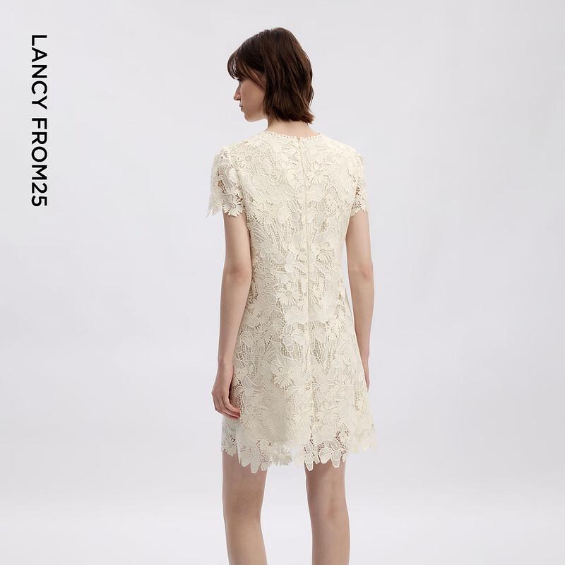 Elegant Women's French Lace Short Sleeve Midi Dress