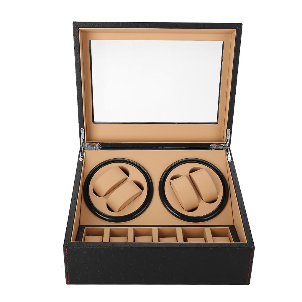 Mechanical Watch Winder for 4 Automatic Watches 6 Wristwatch Storage Display Case