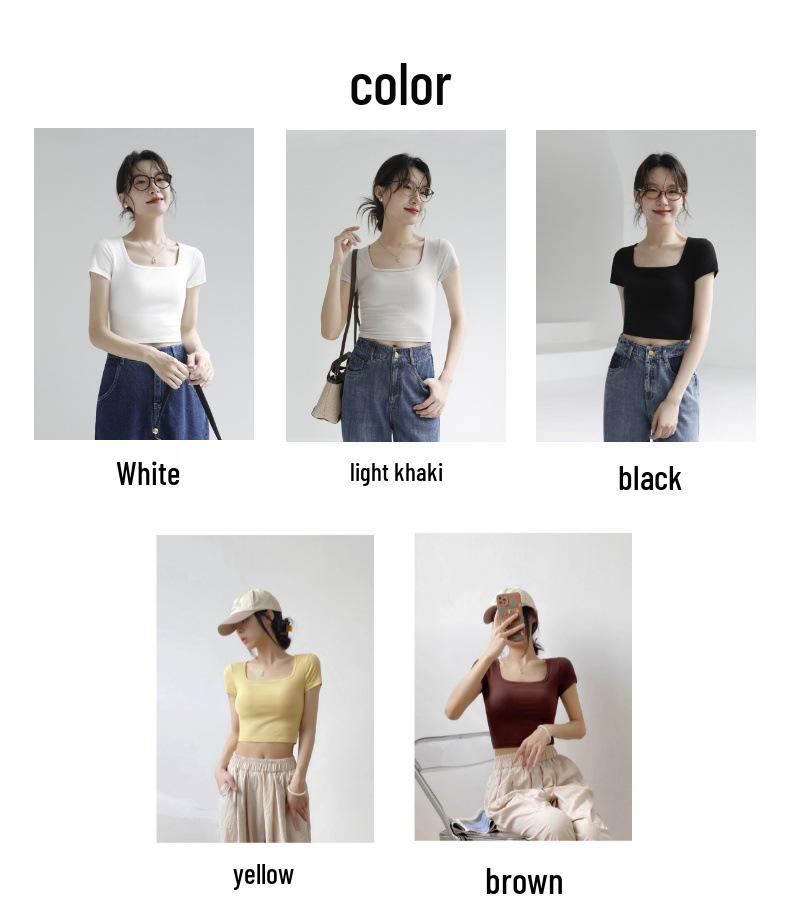 Wireless Bra Integrated Modal Square Neck Cool T-Shirt with Chest Pad