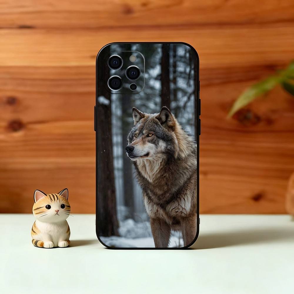 Savage Wolf Theme Phone Case For iPhone 17,16,15,14,13,12,11 Plus,Pro Max,XS,Soft Silicone Black Cover