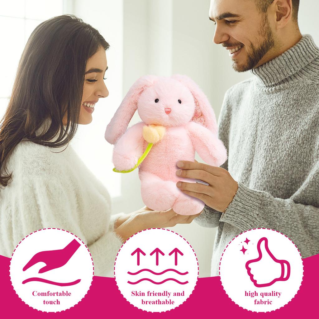 Weiches Blumenhasen-Stofftier - Niedliche Kuschelpuppe als Geschenk, Kuscheliger Begleiter & Gemütliche Heimdekoration