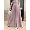 Sommer Herbst Damen Elegant Einfarbig Elastisch Lang Maxi Plissee Rock Für Dame