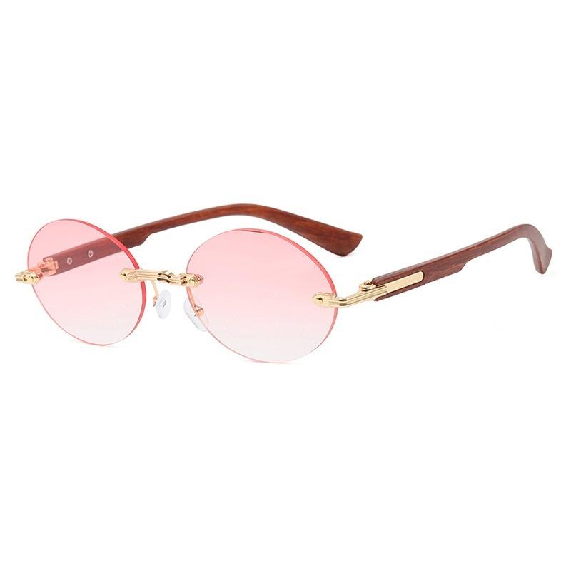 Retro Rimless Sunglasses Women Men Wooden Vintage Pattern Luxury Brand Sun Glasses Fashion Shades Female UV400 Travel Outdoor