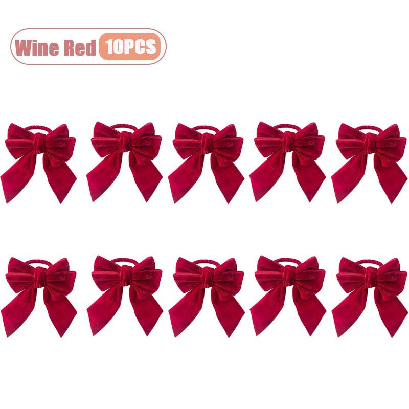 Holiday Christmas Bow Napkin Rings Red and Green Velvet Napkin Holders Festive Table Setting Tissue Rings for New Year
