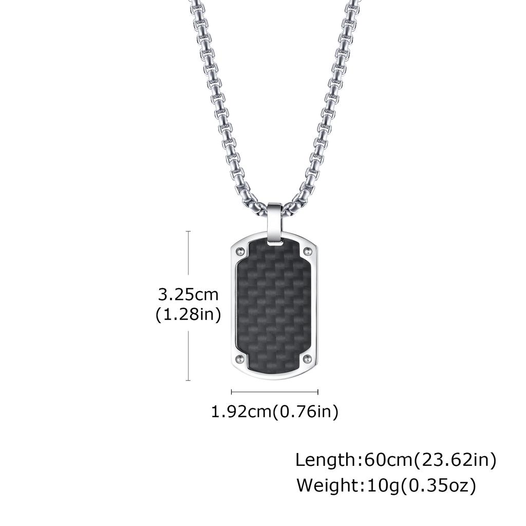 Vnox Mens Luxury Carbon Fiber Dogtag Necklaces,Black Military Dog Tags Pendant with Box Chain,Bold Geometric Collar Jewelry Gift