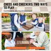Solid Wood Chess Set, 15 Inch 2-IN-1 Chess Checkers Game Set, Chess Board Games with Storage Drawer & Weighted Chess Checkers Pieces & 2 Queens, for