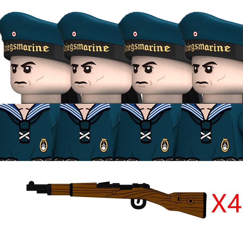 WW2 Military Navy Series Soldier Figures Building Blocks Navy Warrior Bricks Toys Gifts