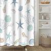 Ocean Theme Shower Curtain, Starfish Coral Nautical Coastal Shower Curtain Set for Bathroom, Nautical Marine Theme Seashell Conch Fabric Bath Curtain