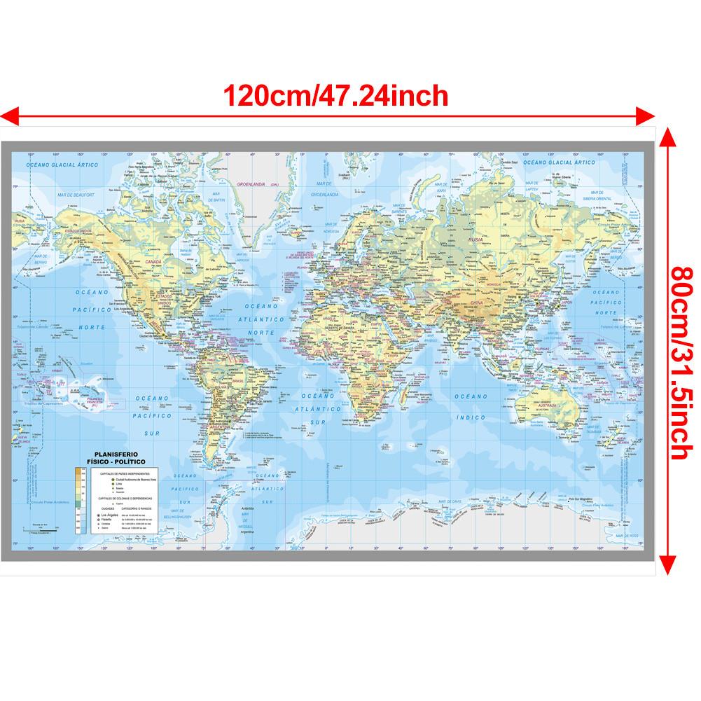 Spanish Map Background-World Map-City Map Wall Decor for Classroom,Office,Travel,Gift for Geography Enthusiasts,Graduation