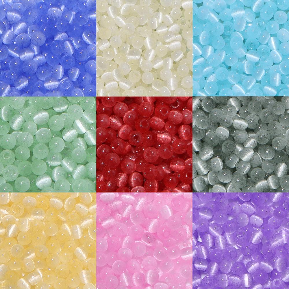 380pcs/lot 4mm Colorful Cat Eye Glass Beads Loose Spacer Round Beads For Jewelry Making DIY Charms Bracelet Necklace Wholesale