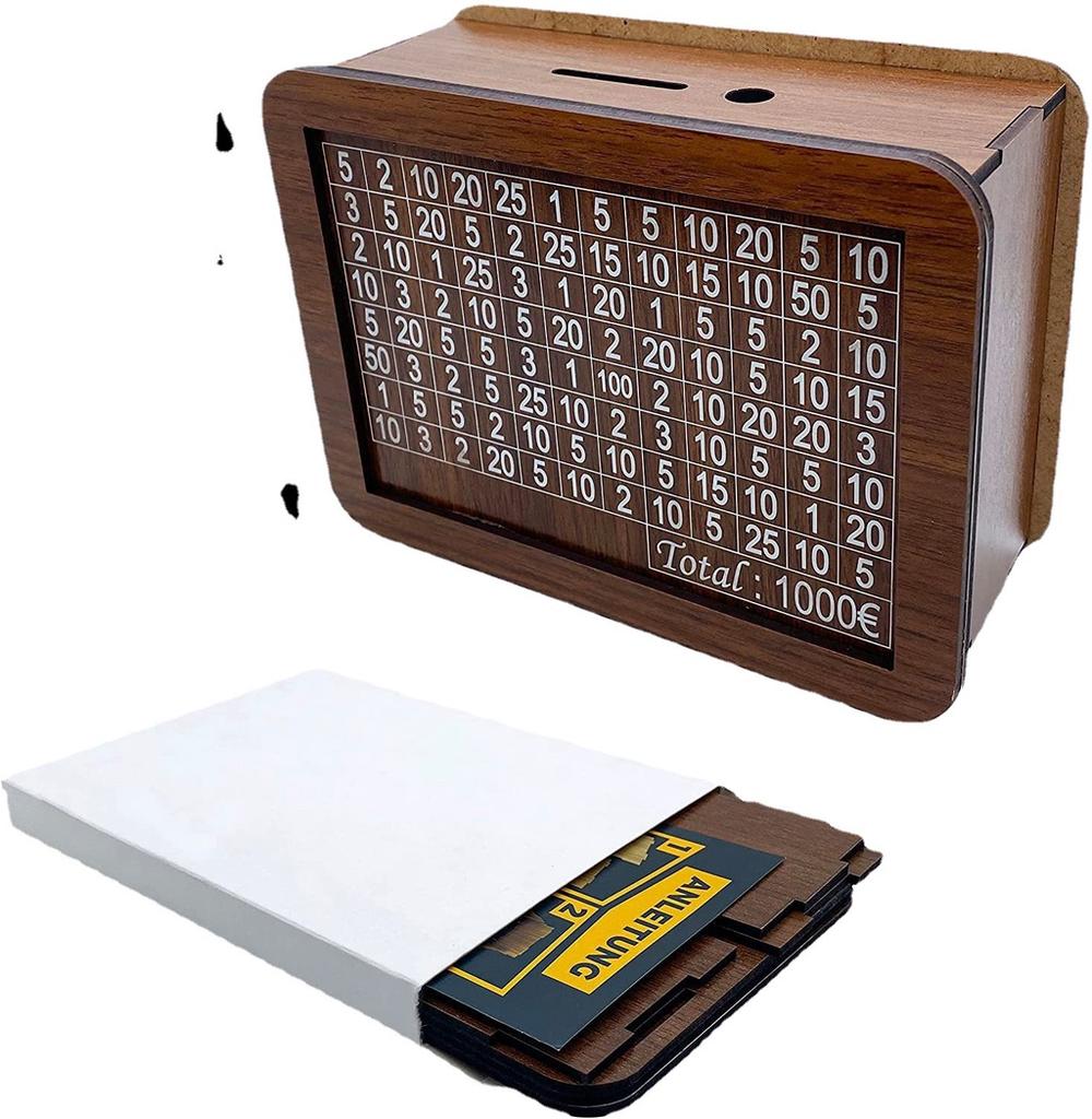 Money Box With Counter Minimalist Wooden Craft For Home Brown