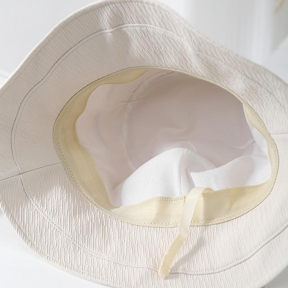 Women's Bucket Hat Foldable Fisherman Cap Korean Style Bow Plaid Spring Summer Sunshade Retro Fashion Cloth Simple Lady Hat New