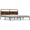 Metal Bed Frame Without Mattress Smoked Oak Finish 180 X 200 Cm