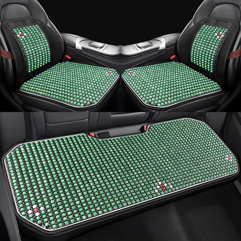 Universal Wood Bead Lumbar Support Car Seat Cushion Set - Cooling, Breathable, All-Season