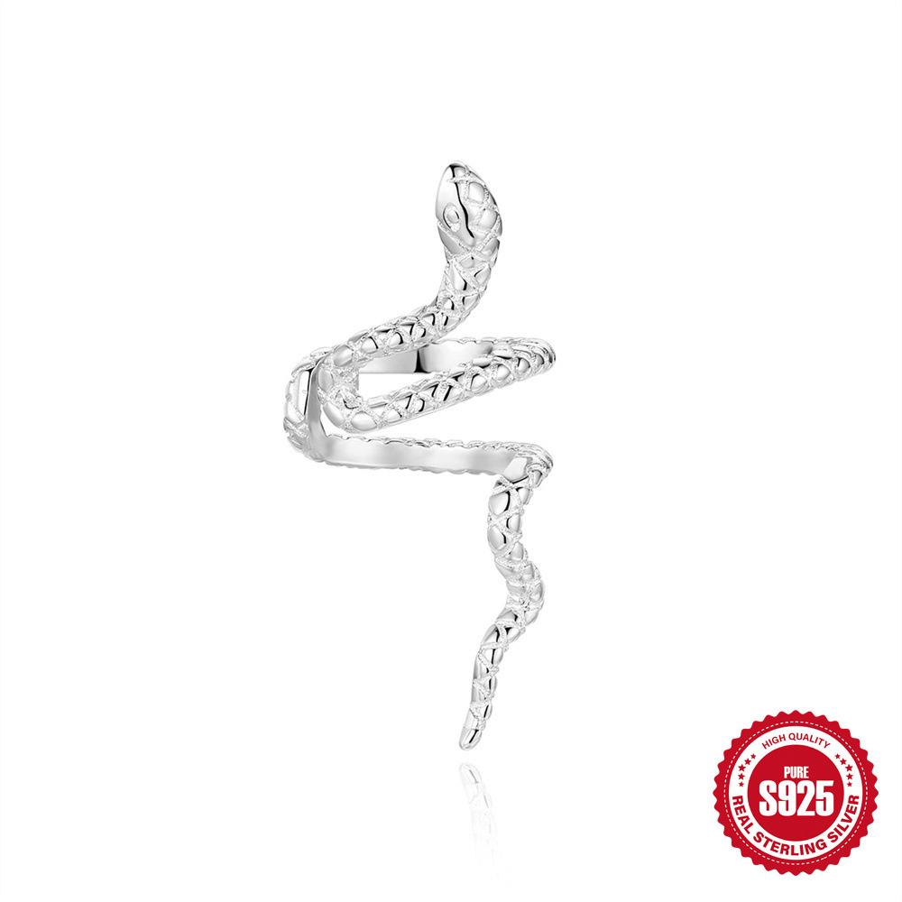 

S925 Sterling Silver Single Cold Wind Snake Ear Clips, Hipster Ins Style Personalized And Creative Earless Women S Earrings 925 Silver