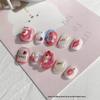 Strawberry Bear Short Wearable Nails - Cute Cartoon Design, Gentle Whitening, Handmade Finished Manicure Patches