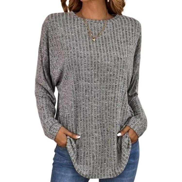 2023 Dames Casual Vintage Effen Kleur T-shirt Lente Herfst Mode Ronde Hals Lange Mouw Los Elegante Alles-passende Pullovers