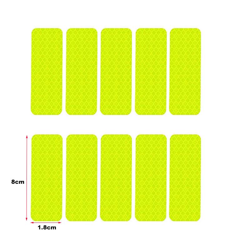 10Pcs Strong Reflective Stickers Car Reflector for Motorcycle Helmets Bikes Scooter Night Riding/Walking Reflective Warning Tape