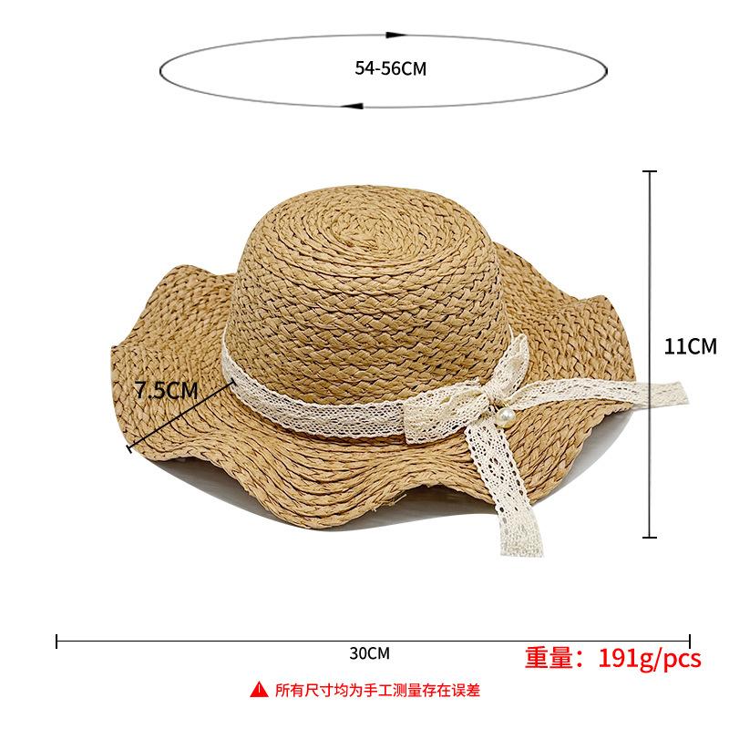 Summer little girl big eaves sunshade straw hat female treasure summer princess beach sun protection sun fisherman children's hat bag