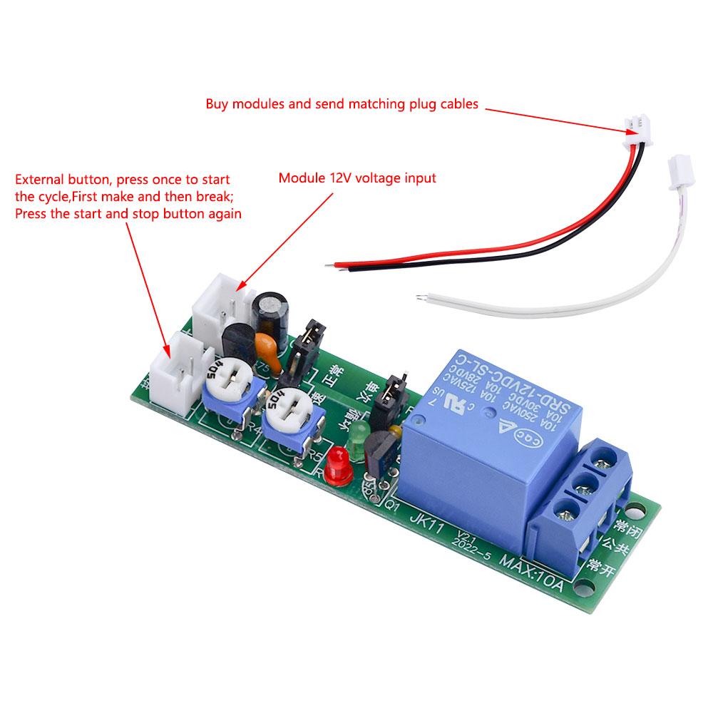 0-24Hours Adjustable Cycle Timer Delay on/Off Switch Power Supply Relay Shield DC 5V 12V 24V Timer Delay Relay Module with Cable Relays 5
