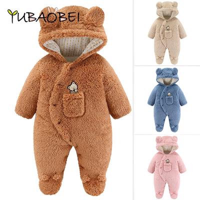 Vestiti invernali con cappuccio per bambini, costumi per ragazzi e ragazze, tutine per neonati, tute in pile spesso di velluto per neonati