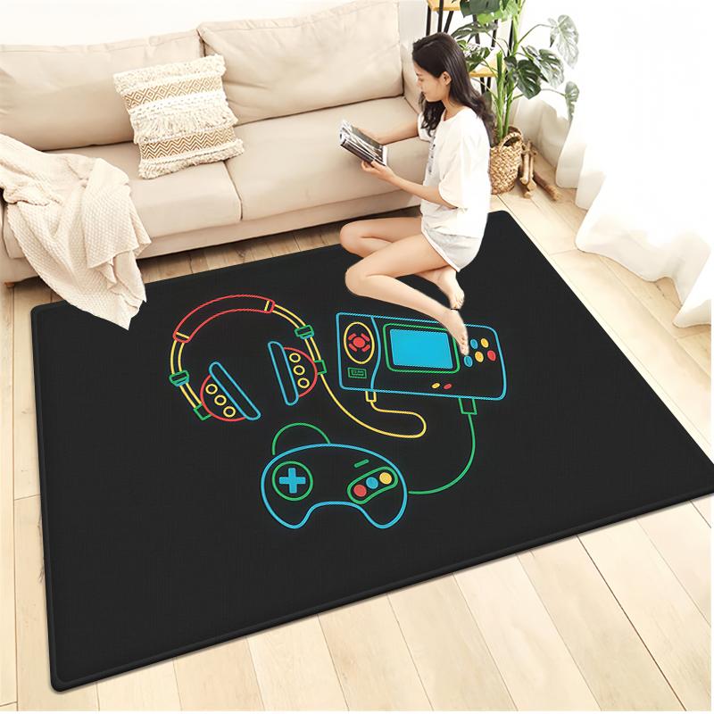 Tapete Geométrico com Padrão de Controle para Gaming Esports para Quarto de Meninos Tapete Grande para Sala de Estar Decoração de Casa Tapete