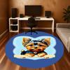 1PC Yorkshire Terrier Cute Heart Round Chair Mat Area Rug - Non-Slip, Floor Mat for Office, Bedroom, Home Decor Christmas Gift C0528071