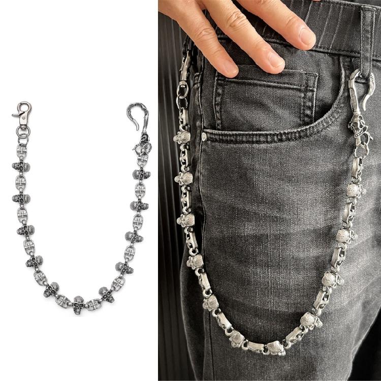Catena da Cintura Teschio Gotico Accessorio Metallico Retrò Per Personalizzare Jeans Giubbotti Unico