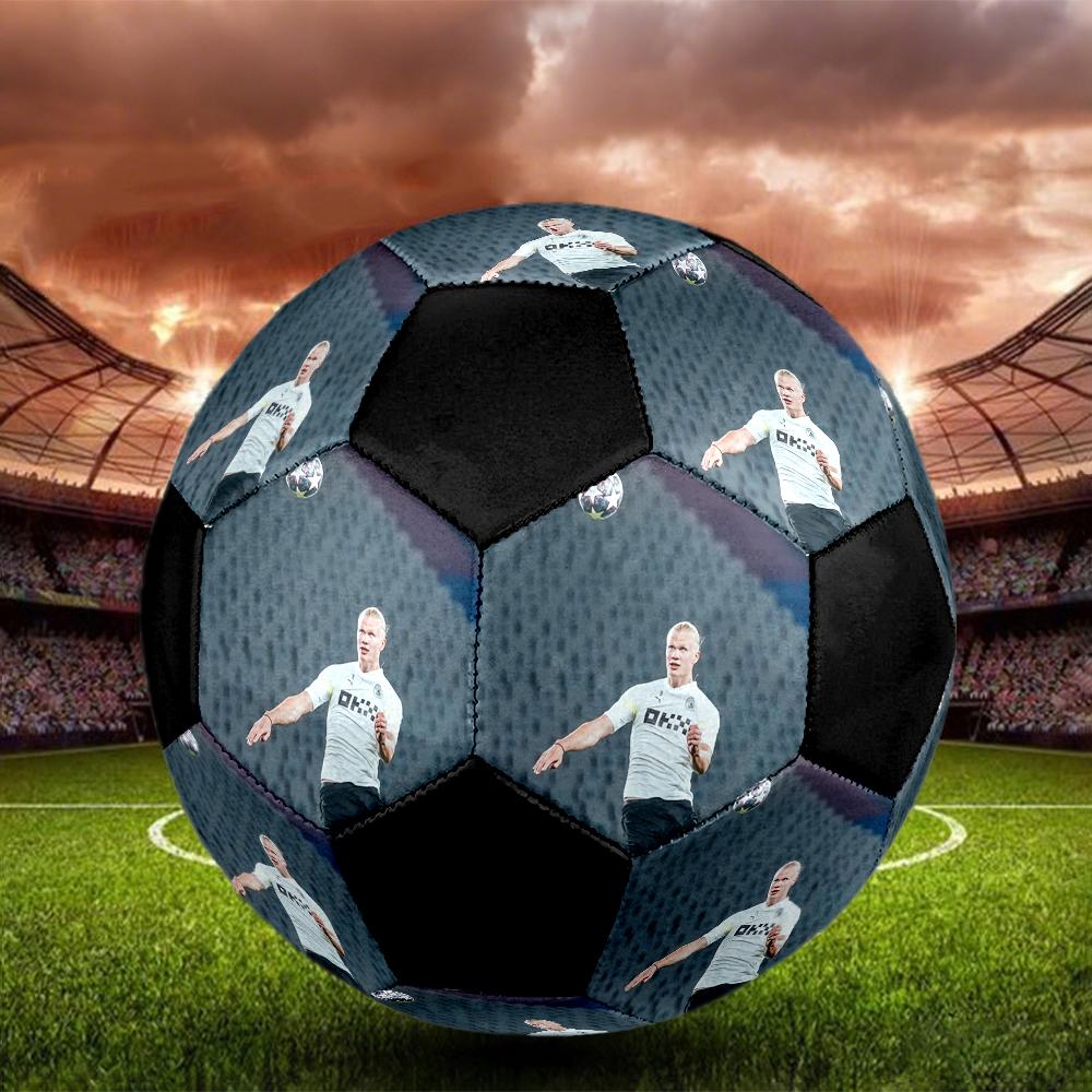 Erling Haaland Indoor Soccer Ball Colorful Machine Stitched PVC Size 5 Team Training Competition Ready Durable High-Bounce Cool Sports Gift