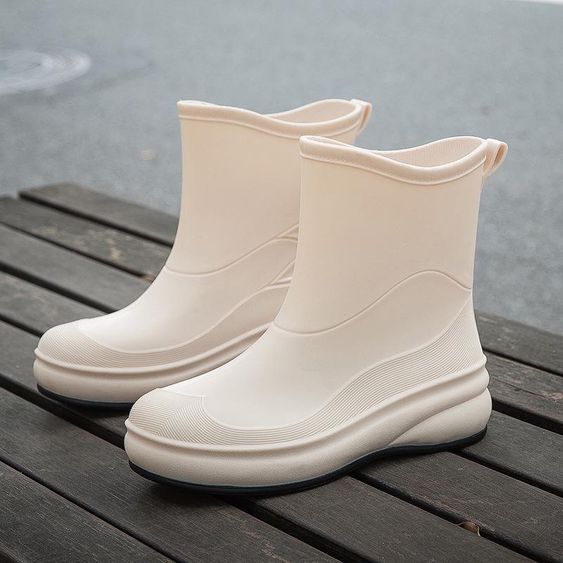 Women's Waterproof Non-Slip Korean Style Fashion Rain Boots - Slip-On Short Tube Design for All Seasons