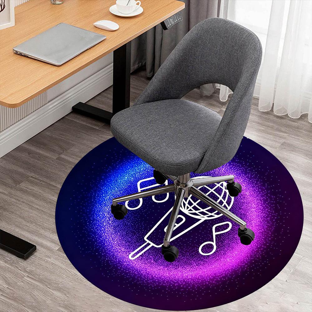 

1pc Karaoke Music Round Chair mat office Area Rug - Non-Slip, Floor Mat for Office, Bedroom, Ideal home decor gift p0105034 80cm