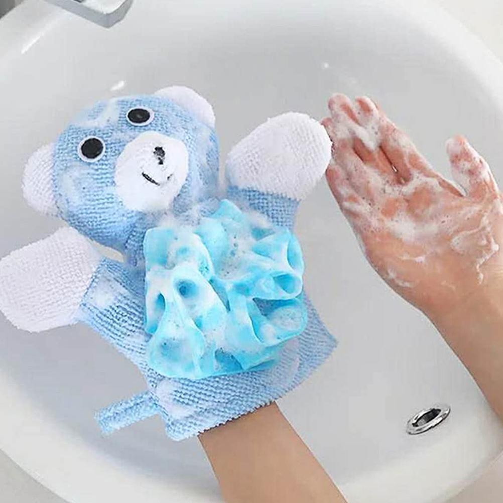 4 Pcs Baby Bath Gloves Cartoon Exfoliating Gloves Baby Kids Shower Gloves Scrubbing Gloves Bath