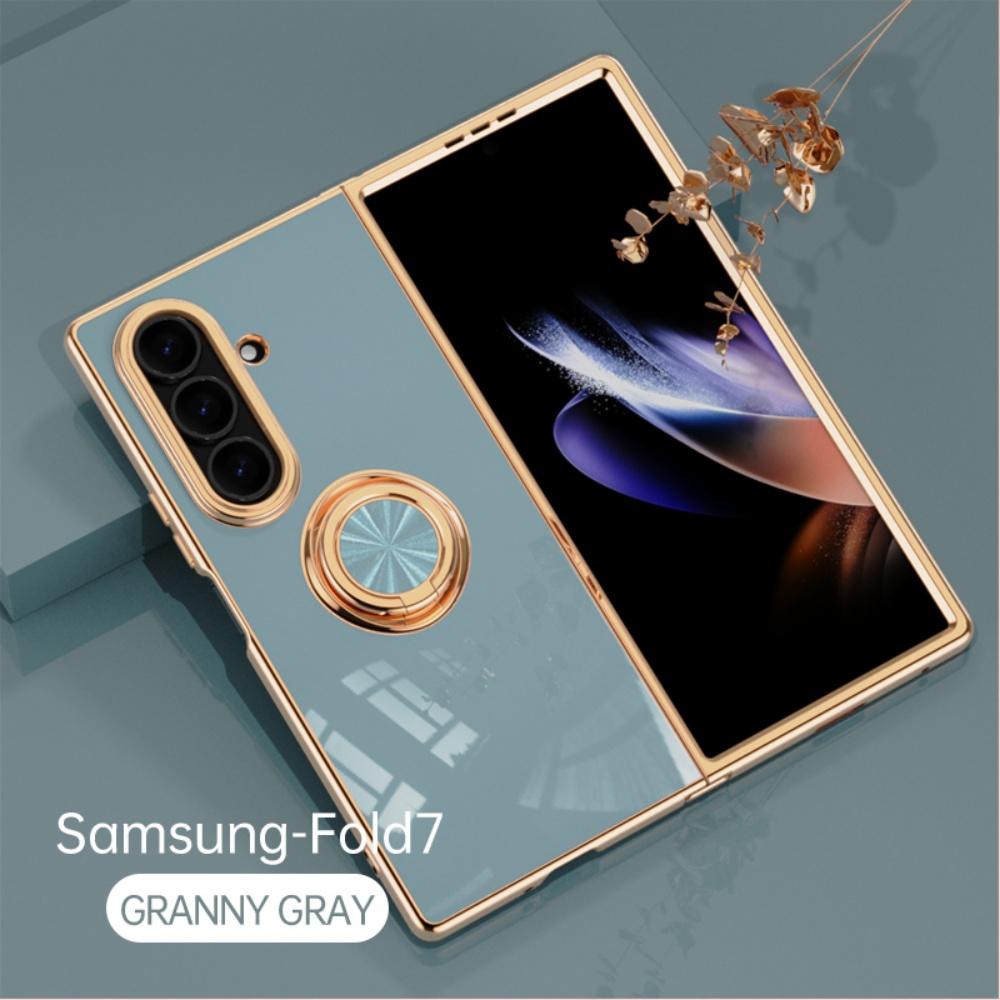 Luxury Car Magnetic Ring Bracket Phone Case For Samsung Galaxy Z Fold 7 6 5 4 Soft TPU Plating Shockproof Protective Cover Funda