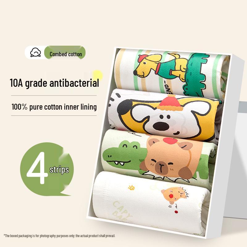 Children's Class A Pure Cotton Boxer Briefs, Antibacterial, 100% Cotton Crotch