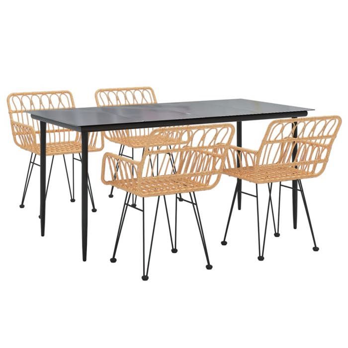VidaXL Ensemble à manger de jardin 5pcs Résine tressée, ensemble de patio, ensemble bistro de jardin, ensemble de salle à 3157848