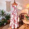 Summer Printed Sleeveless Maxi Dress With Cotton Blend Fabric For Beach Vacation