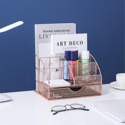 Étagère de Rangement en Fer Bureau Boîte de Rangement pour Livres Stylos Panier Grande Capacité Bureau Maison Support pour Articles Divers Pinceaux de Maquillage