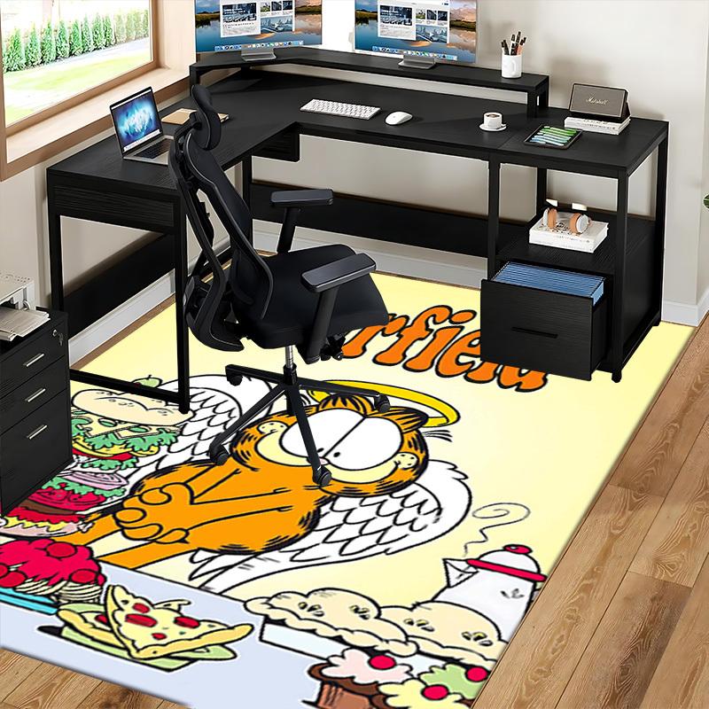 1 buc. Covoraș pentru Scaun de Birou Garfield cu Aripi de Înger - Design Anime Cartoon, Covor Antiderapant pentru Decor Acasă, Cadou Sezonier, Potrivit pentru Birou, Sufragerie, Dormitor