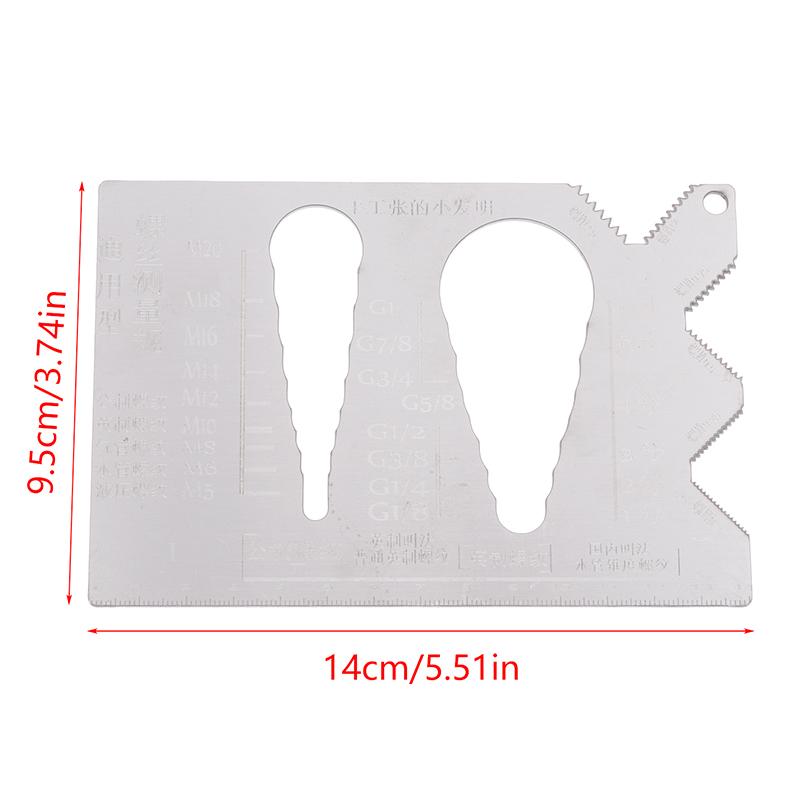 Screw Thread Gauge Bolt Measuring Tool Accurate Metric Thread Measuring Ruler For Engineering Automotive Maintenance Household