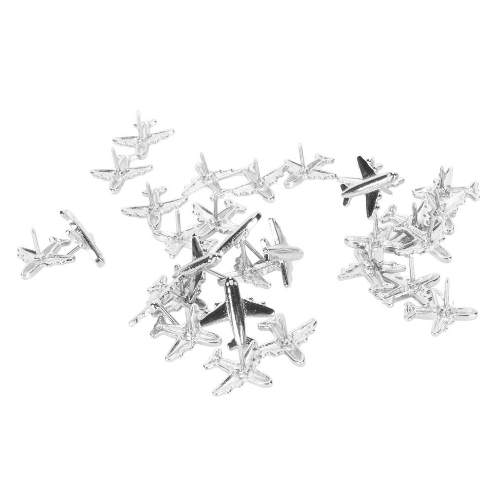 30pcs Airplane Shape Airplane Push Pins Silver/Gold Color Decorative Thumbtacks  Bulletin Board