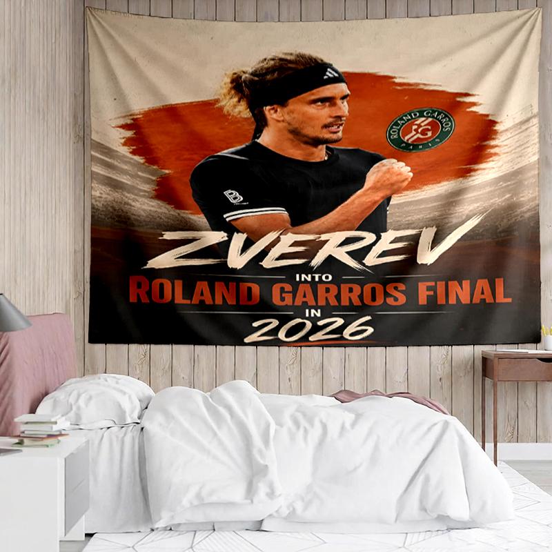 Zverev Print Tapestry, Backdrop, Easy Setup, Ideal for Bedroom, Office & Living Room, with Aesthetic Wall Hanging Decor.